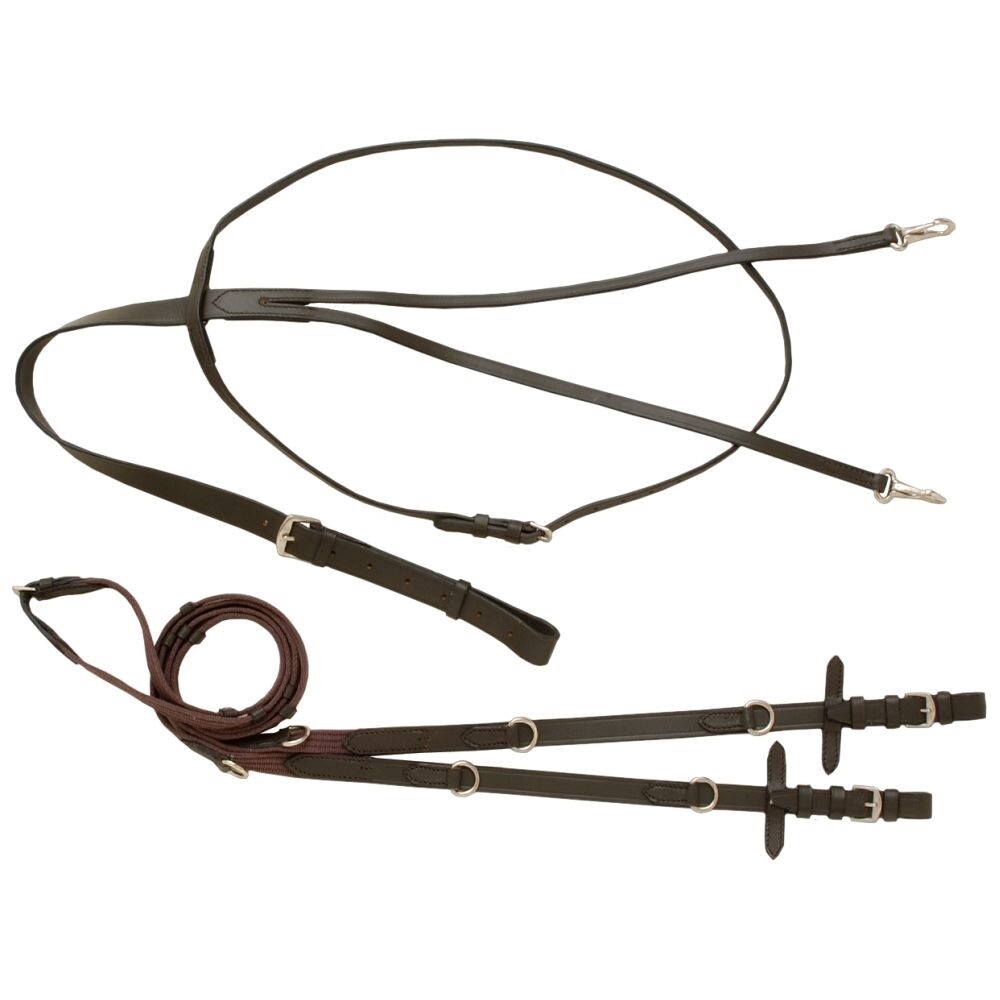 German Martingale Rein Set – Brown Leather