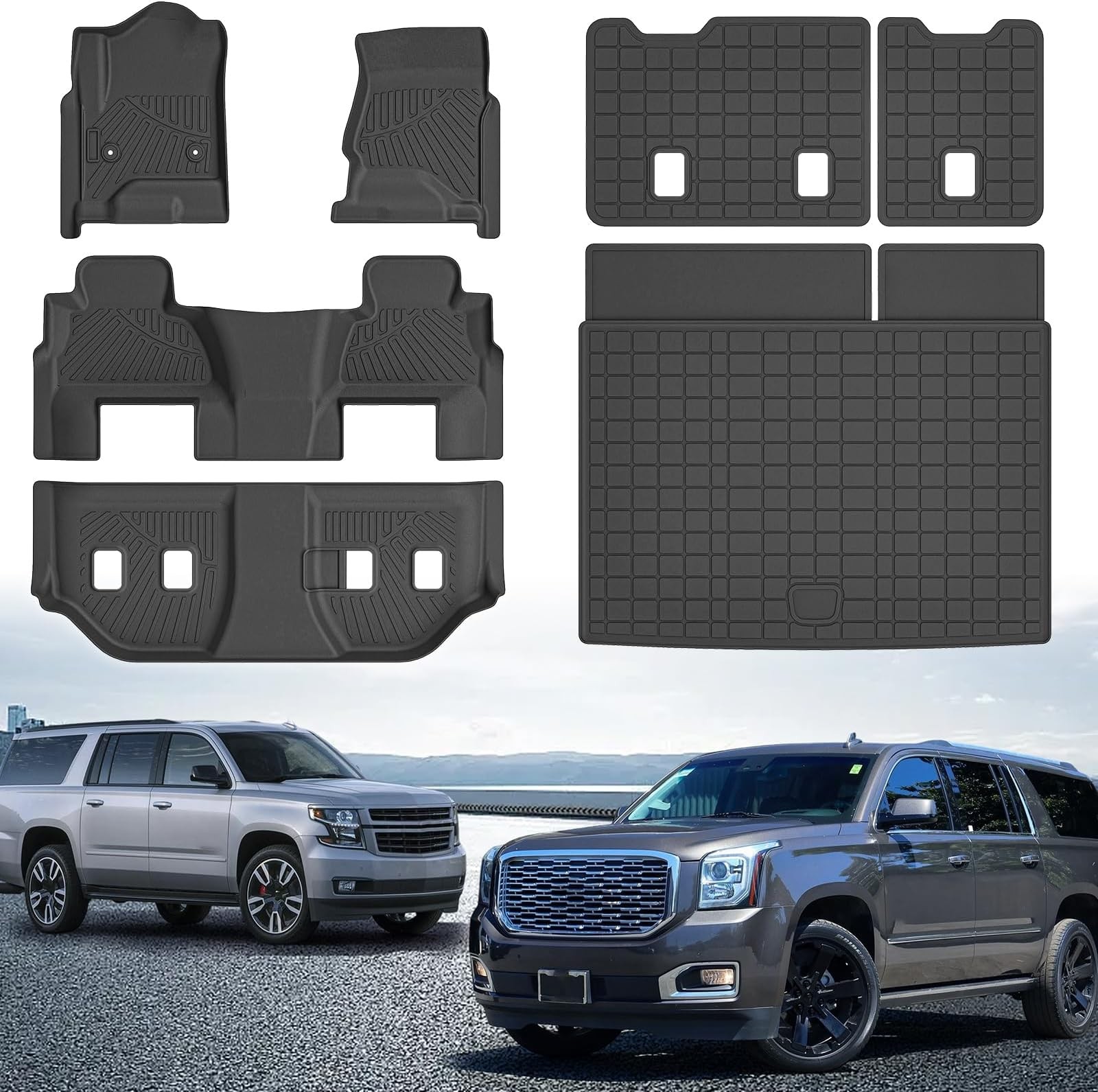 Floor Mats for 2015-2020 Chevrolet Suburban/GMC Yukon XL 7 Seats (2nd Row Buc…
