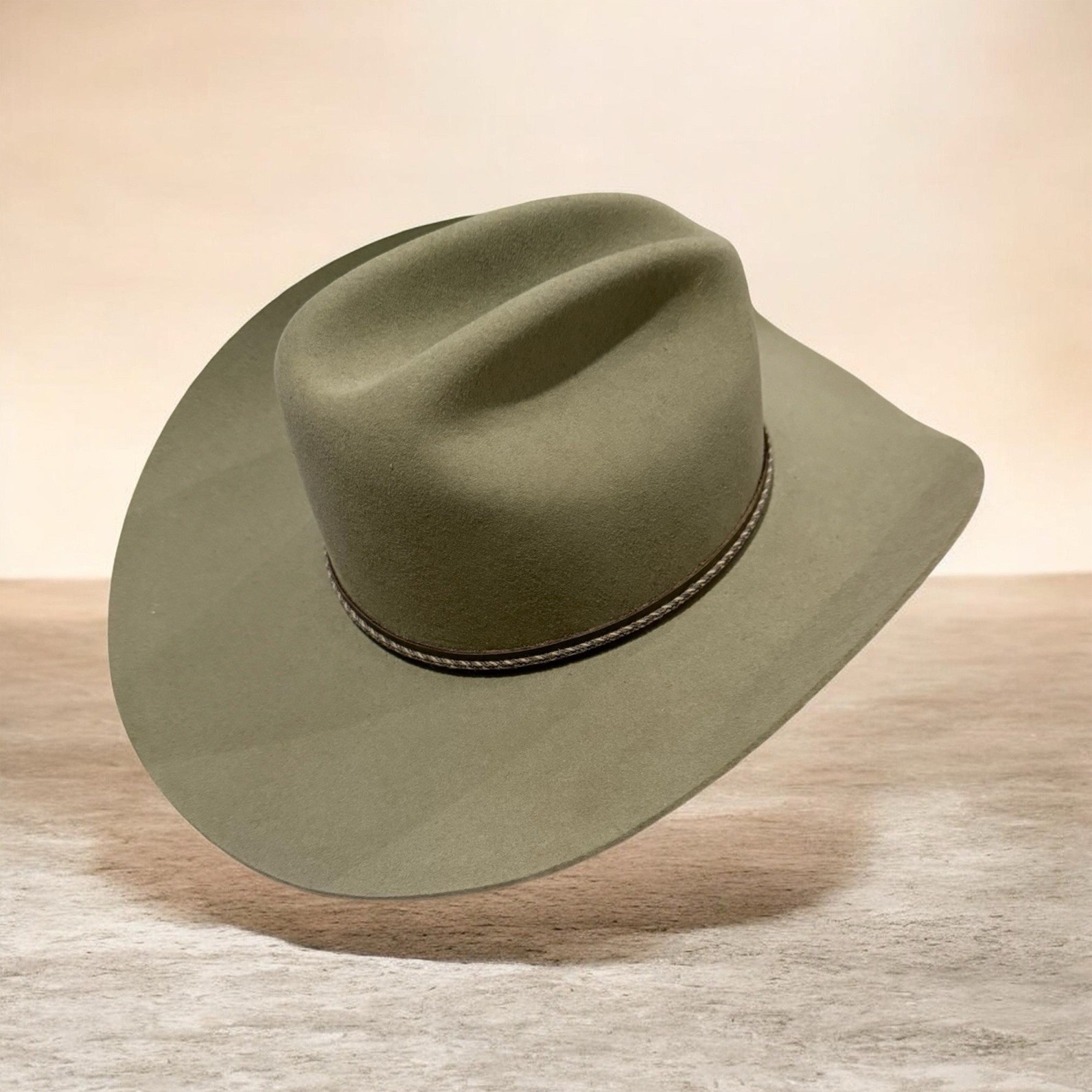 Resistol Self-Conforming 100% Wool Western Cowboy Hat Olive Green 7 1/2 USA