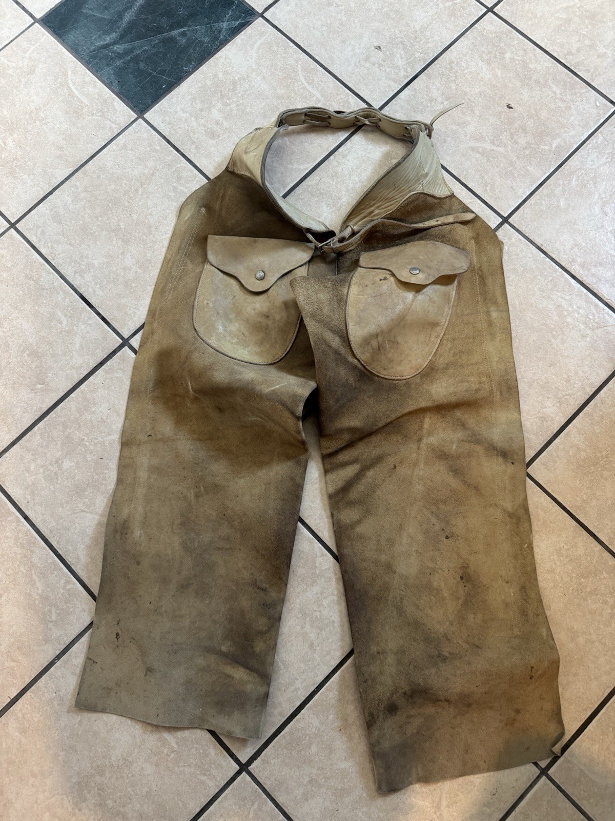 Vintage Leather Farrier Blacksmith Chaps Apron Leggings Work Ranch Cowboy