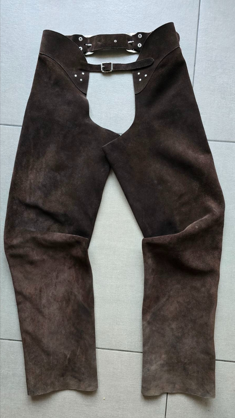 Vintage Suede Chaps Working Cowboy Rodeo Texas Talon Zip Old Thick Heavy Size L