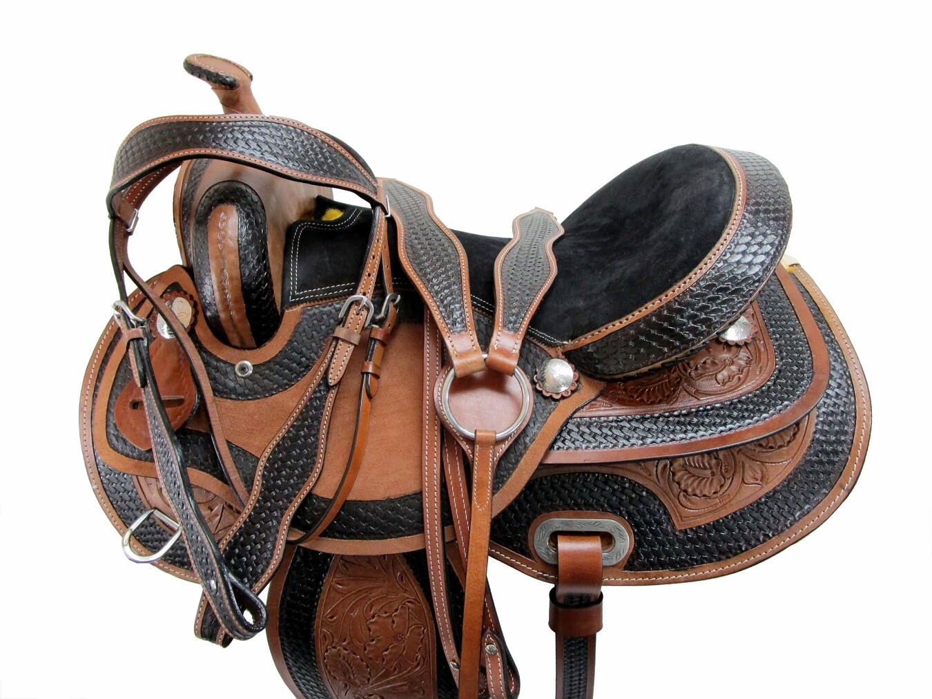 HAND MADE WESTERN HORSE SADDLE BARREL RACING PLEASURE TOOLED TACK 15 16 17 18