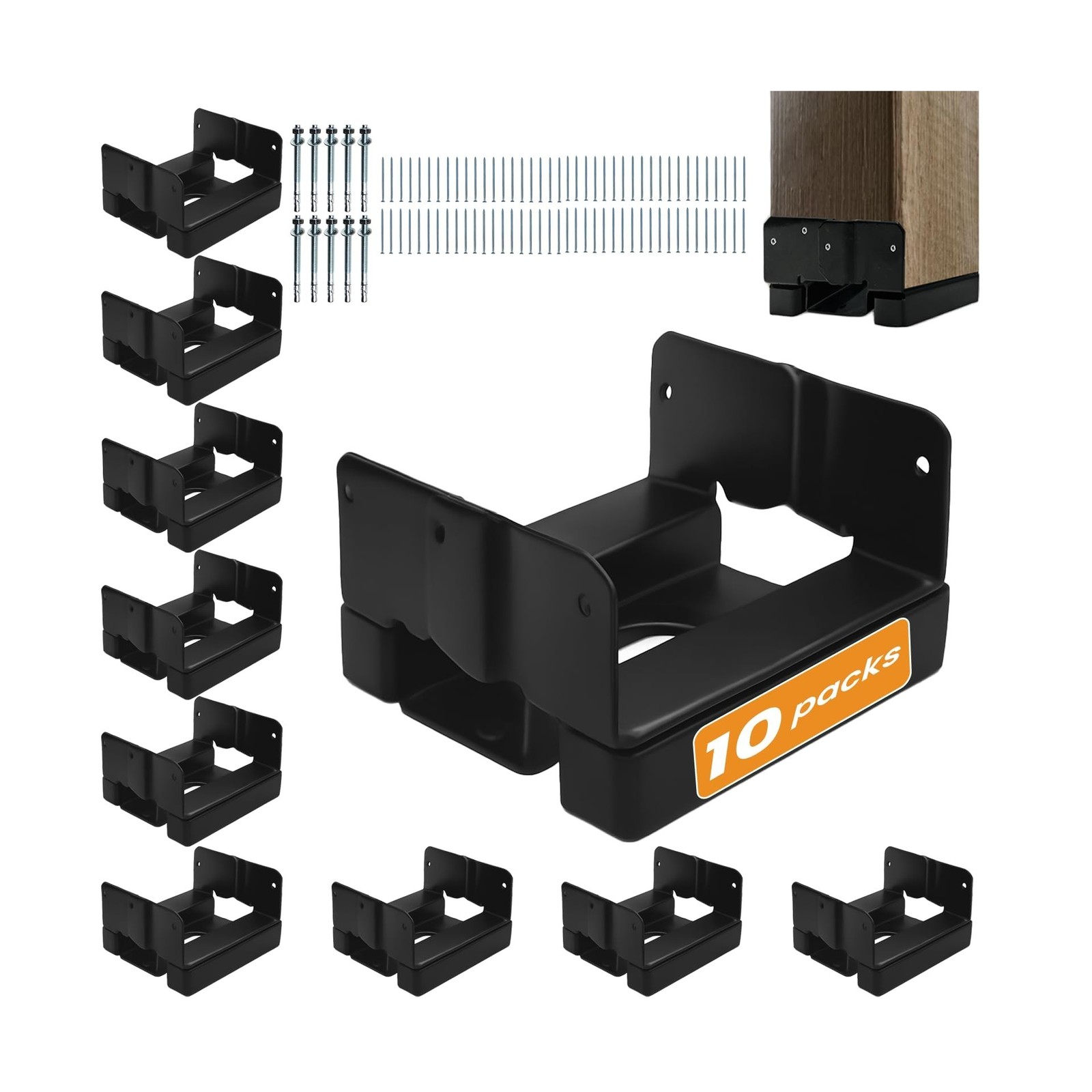 10PCS 4×4 Post Base for Concrete Heavy Duty Black E-Coated 4×4 … FAST USA SHIP