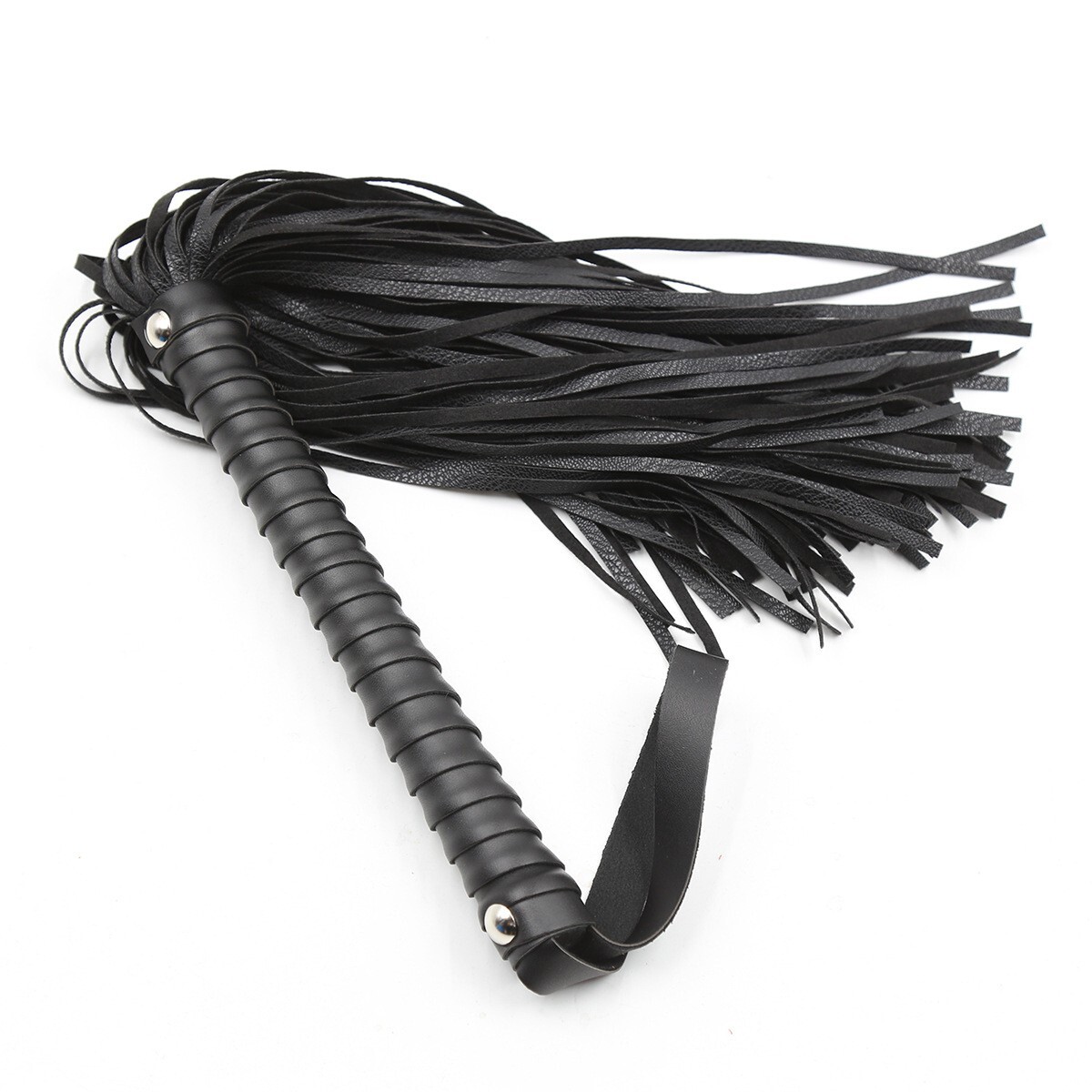 White & Black Leather Whip Flogger SM PU Leather Handle Whip for Couples