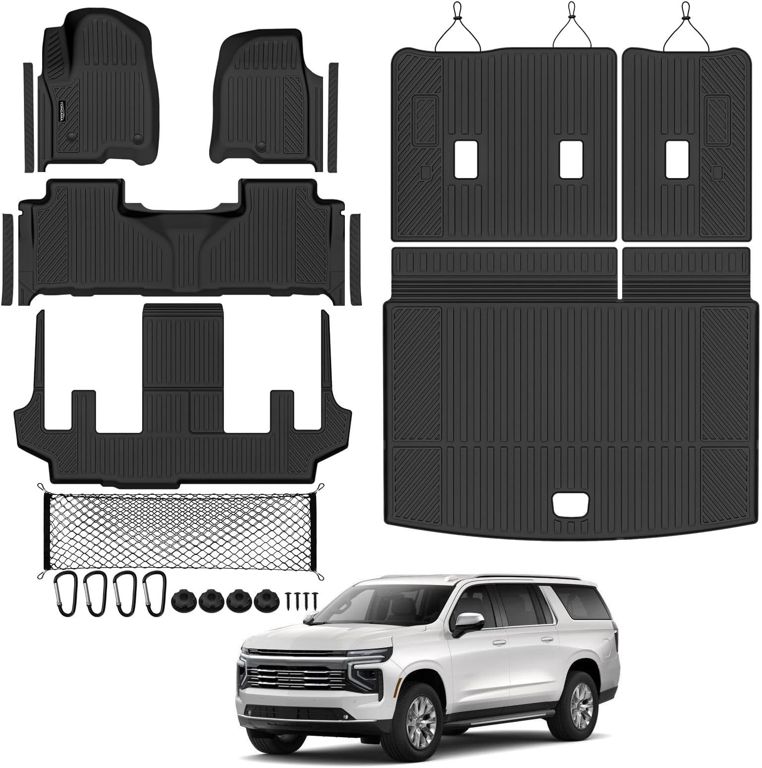 Tongama-Floor Mats for 2021-2024 Chevy Suburban/GMC Yukon XL 7 Seats with Buc…