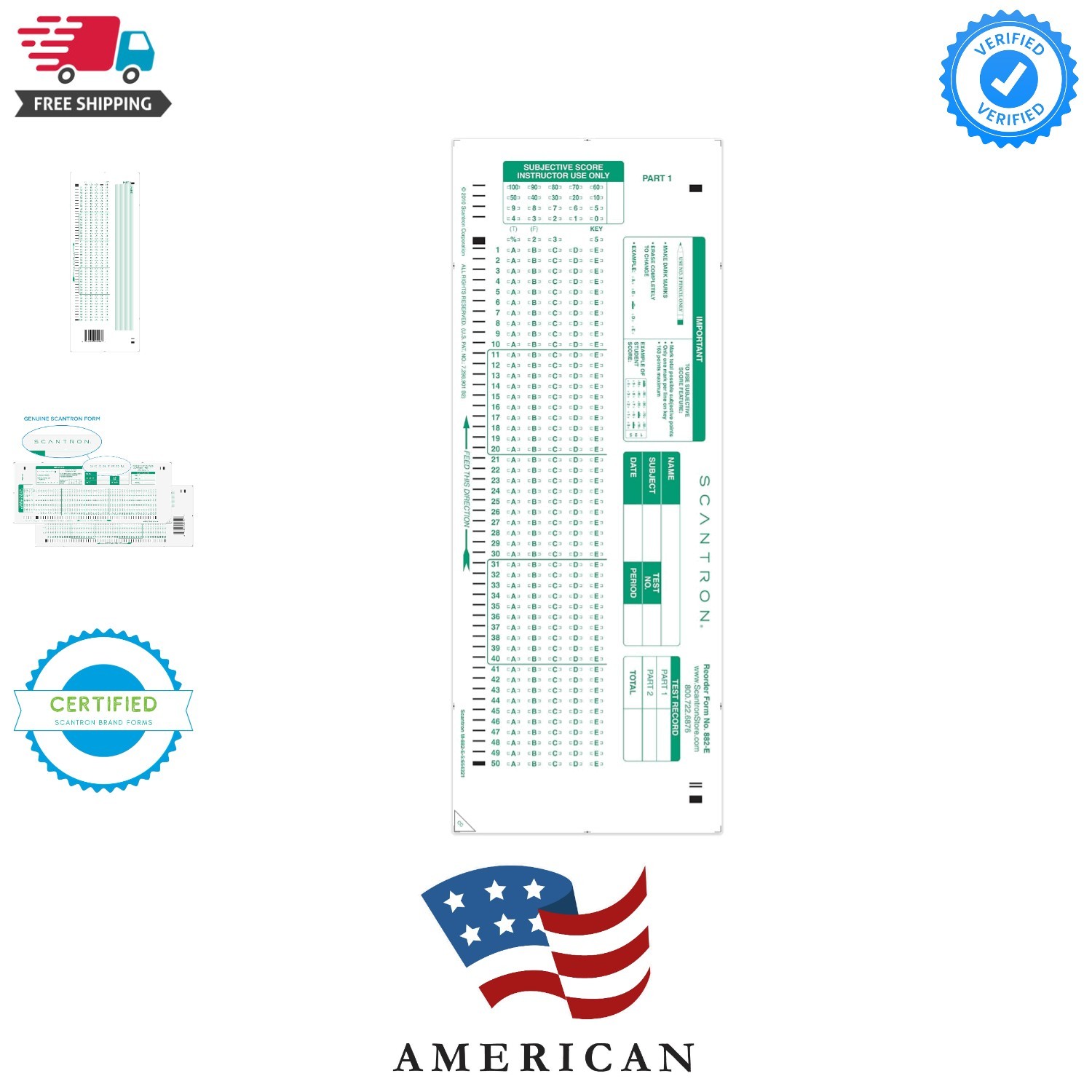 Official Brand 882-E Answer Sheet. 25 Pack