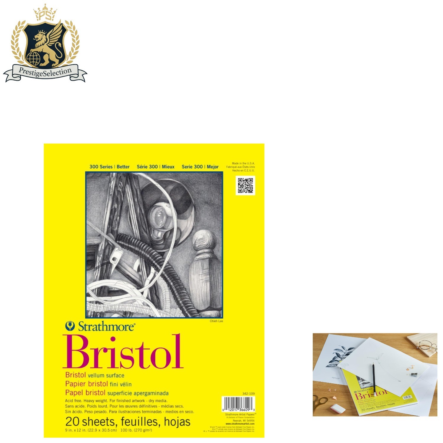 300 Series Tape Bound Bristol Pad – 9×12, 100 lb Vellum Surface