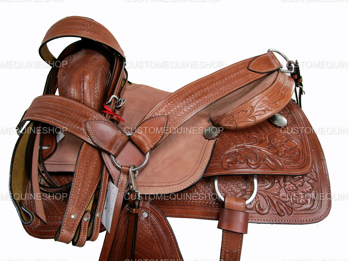 TRAIL WESTERN SADDLE HORSE PLEASURE BASKET TOOLED LEATHER TACK SET 18 17 16 15
